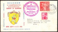 ECUADOR TO PERU COVER 1956 WOMEN BASKETBALL CHAMPIONSHIP QUITO - LIMA