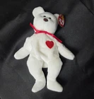 Ty Beanie Babies Valentino White Bear Plush w/ Red Heart 1994 Vintage
