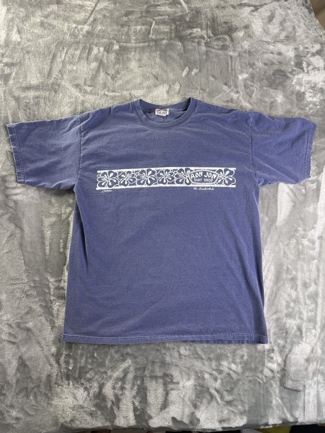 Ron Jon Surf Shop Ft Lauderdale Hibiscus Graphic T-Shirt Blue Cotton XL