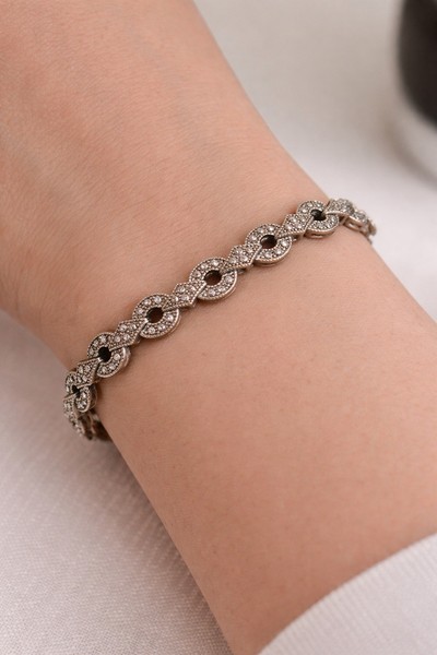 925 Sterling Silver Marcasite style Bracelet Vintage Style Elegant