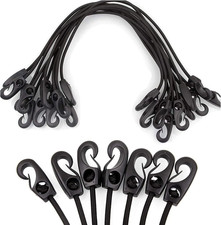 24inch Bungee Cords with Hooks, 12pack Heavy Duty Rubber Tarp Straps Black Adjus