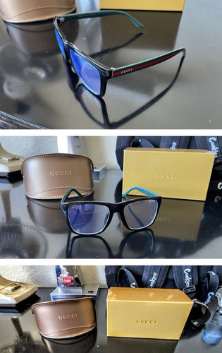 Gucci Black Full Rim Rectangular Plastic Eyeglass Frames w/ Case & Box
