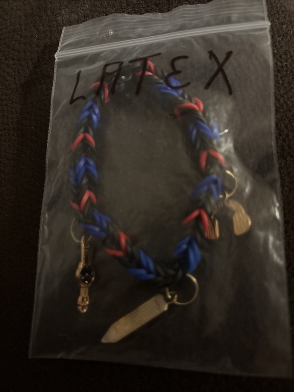 Loom Band 3-charm Handmade Latex Bracelet, Individually Bagged