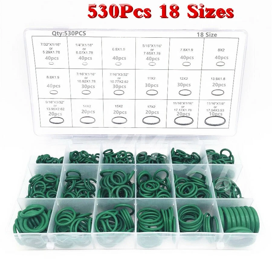 Kit de sellos de reparación de goma aire acondicionado sistema de aire acondicionado junta tórica coche R134a 530 piezas Foto 2 de 4