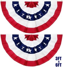 4th of July Decorations 2Pack 3x6 Ft Large American Pleated Fan Flag, 250th A...