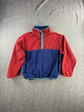 Vintage Freeport LL Bean Youth L 14-16 Blue Red Fleece 1/4 T Snap Pullover