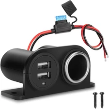 1PCS Dual USB Outlet Cigarette Lighter Socket Splitter with Blade Fuse, 12V 4.2A