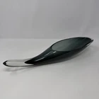 Blenko Art Glass Cornucopia Horn Vase Winslow Anderson Smoky Blue Gray 17"