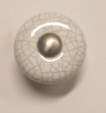 Gray/White Crackle Ceramic Cabinet Knob Hardware Door Drawer Handle Pull Nickel