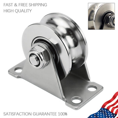 4 Screw Hole U Groove Pulley Stainless Steel Screw Roller Rope Cable Wire Pulley