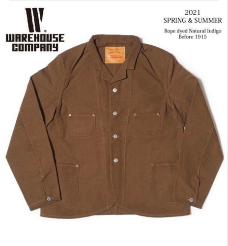 Warehouse, Warehouse 2161 Jacket Duck Canvas Brown Mens Vintage Size L Japan