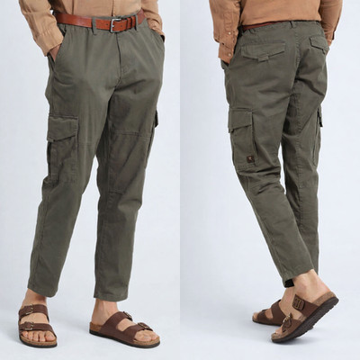 Only & Sons ONSDEAN Linen Cargo Pant Mens Sz 32x32 Tapered Olive Green Beachy
