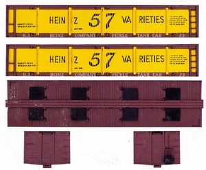 Heinz 57 Pickle Vat Car, O scale, printed weathered sides, ends and roof