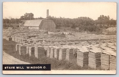 Stave Mill Windsor Ohio OH Lumber Wood 1910 Real Photo RPPC
