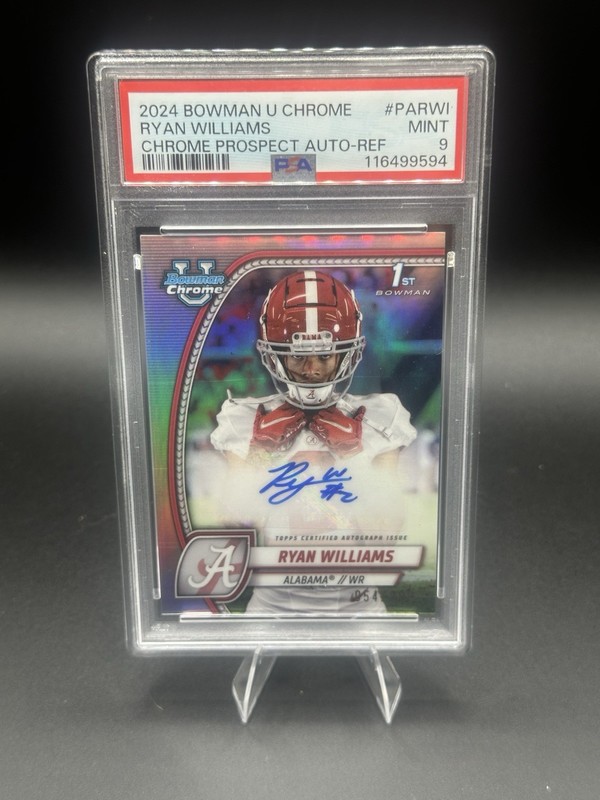 Topps 2024 Bowman University Chrome Ryan Williams RC Auto Refractor /299 PSA 9