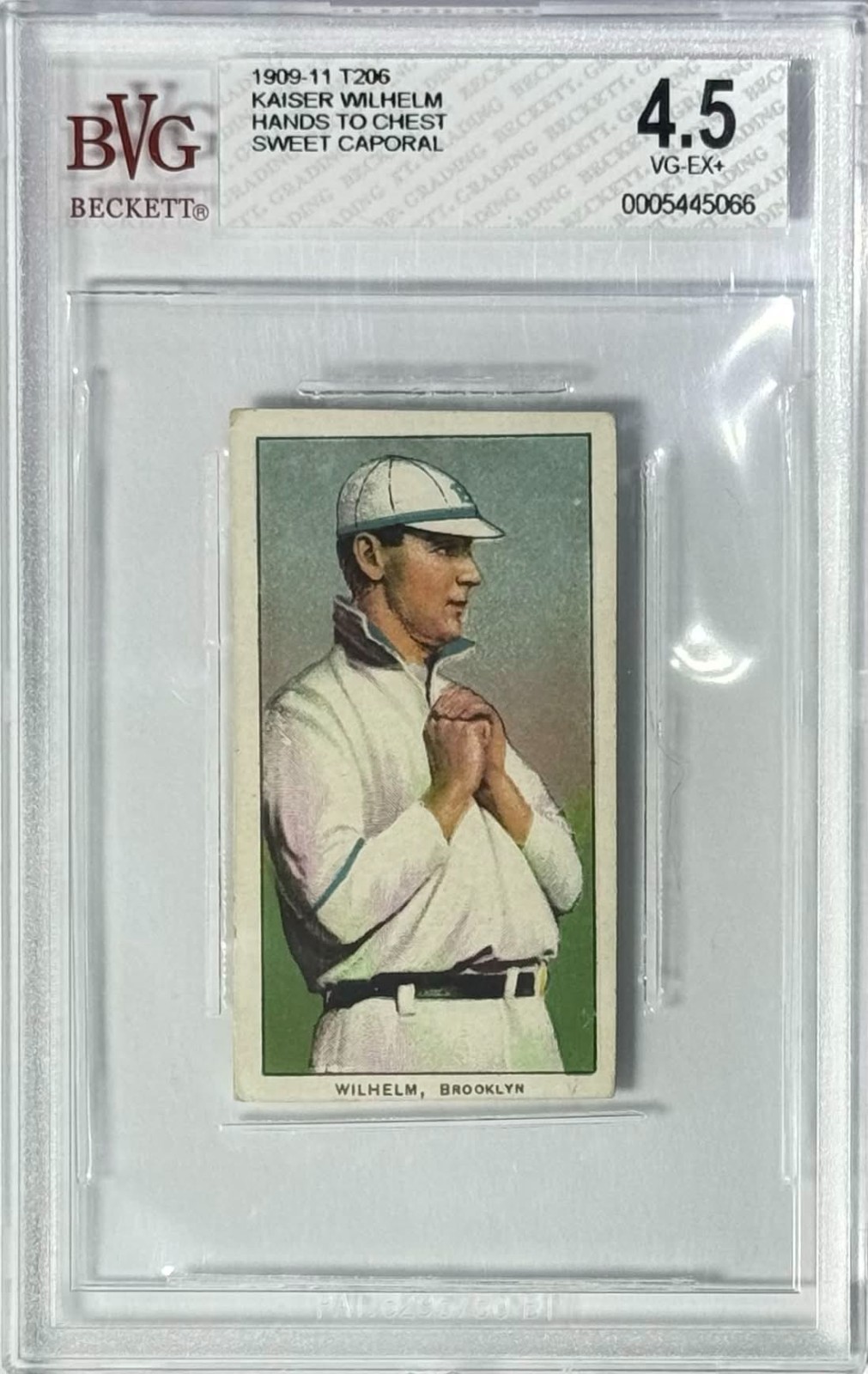 Kaiser Wilhelm 1909-11 T206 Sweet Caporal 150 Hands to Chest BVG 4.5 (VG-EX+) Ba