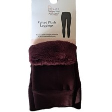 Velvet Plush Burgundy Faux Fur Leggings Lined