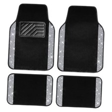 Bling Diamond Car Floor Mats, Shining Rhinestone Carpet Sparkly Silver Diamond