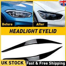 2PCS Front Gloss Black Headlight Eyelid Eyebrow Trims For  BMW F20 LCI 2015-2019