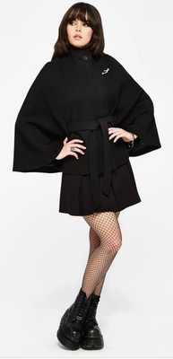 DISTURBIA Althea Pin Detail Cape Black SZ L NWT