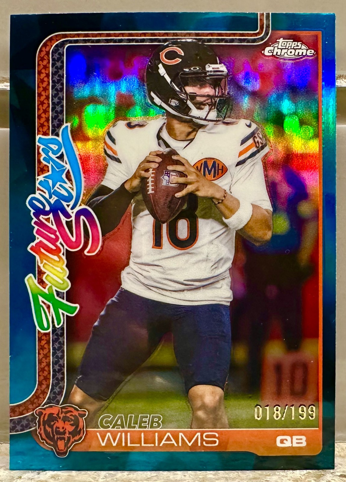 JERSEY NUMBER MATCH! 2025 Topps Chrome Caleb Williams #FS-1 Aqua 18/199! BEARS!