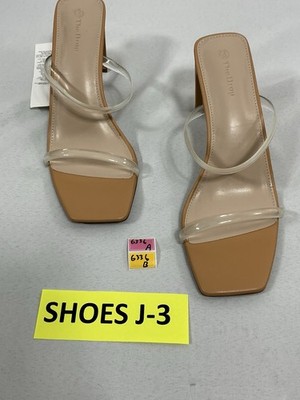 Womans The Drop Slipon Sandals 11 Tan Strappy Square Open Toe Block Heel NWOT 