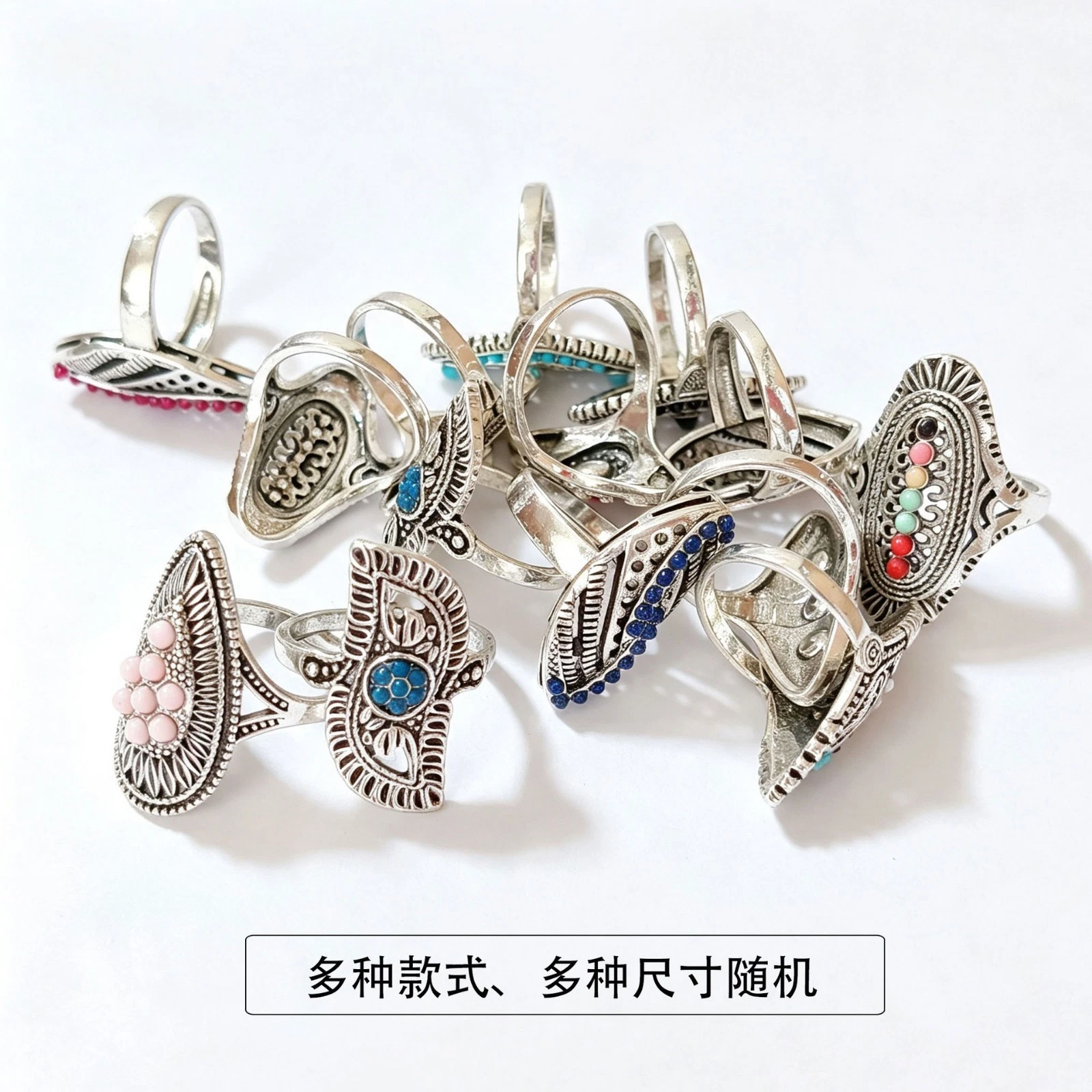 Wholesale 50pcs Lot Bohemian Ethnic Style Ring Hollow Carving Jewelry Men Women - product detail image 5