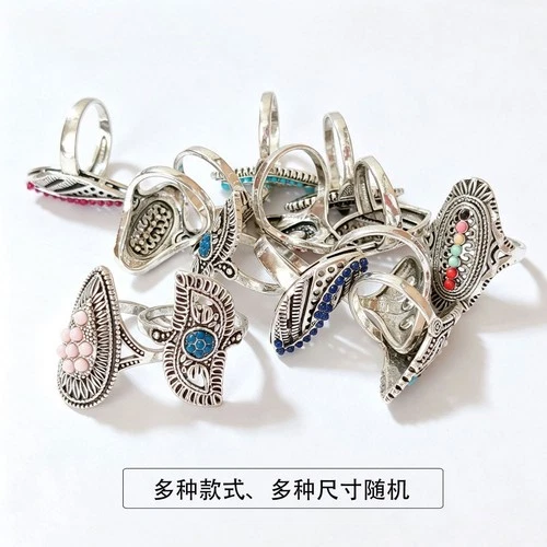 Wholesale 50pcs Lot Bohemian Ethnic Style Ring Hollow Carving Jewelry Men Women image 5
