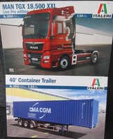 Man Tgx 18.500 Xxl + Container Trailer Von Italeri MaßStab 1:24 *Neu*