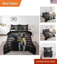 Highland Cattle Bedding Set Sunflower Highland Cow Comforter Set for Kids Boy...