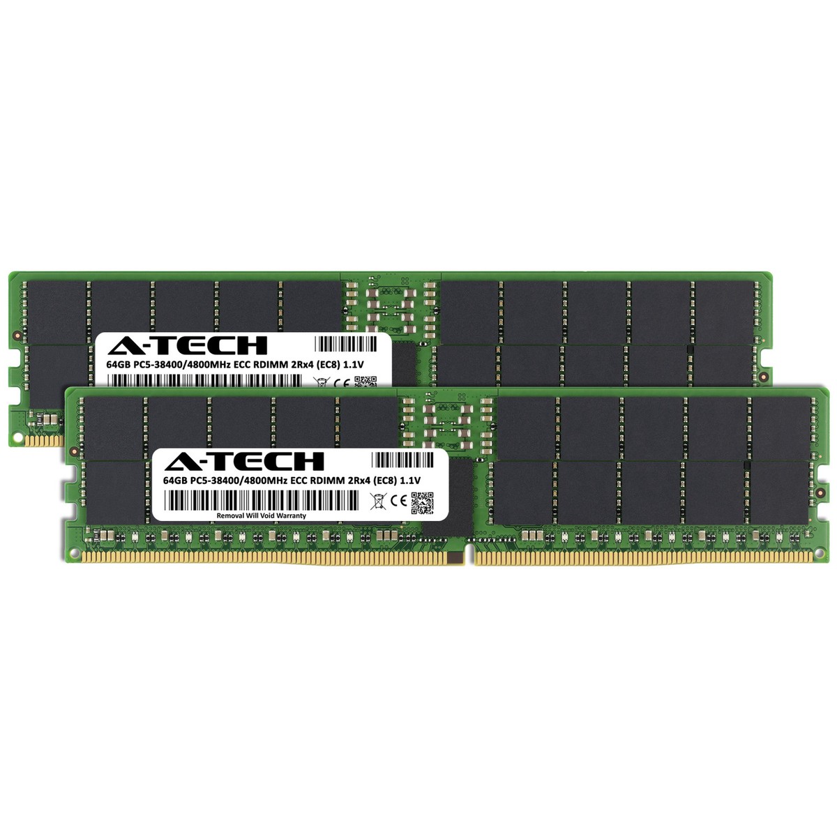 Kit Mémoire Serveur A-Tech 128 Go DDR5 4800 MHz – 2 X 64 Go RDIMM ECC Registrée