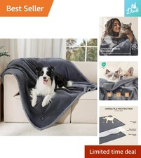 Large Waterproof Pet Blanket for Sofa - Dark Gray Sherpa Fleece Protector 65x57
