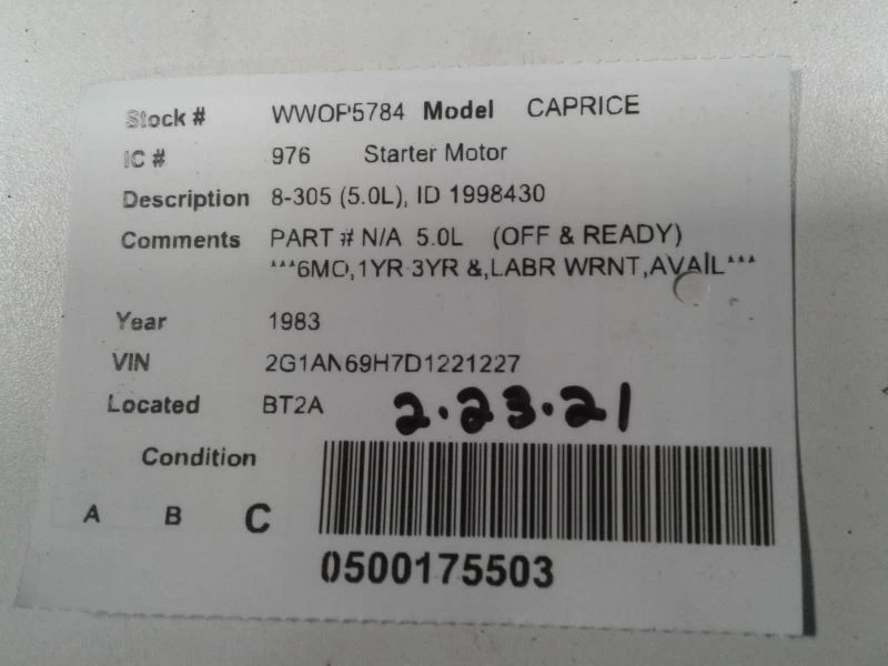 Starter Motor 8-305 ID 1998430 Fits 83-84 BONNEVILLE 578339 - Image 4 of 4