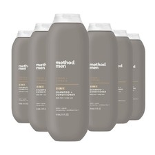 6 Pack 14 Fl Oz Men's 2 in 1 Shampoo and Conditioner with Argan Jojoba Oil