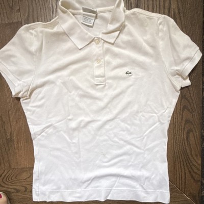 Lacoste White Regular Fit Short Sleeve Solid Polo Shirt Mens 41 Logo