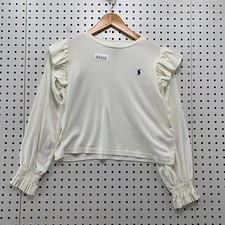 Polo Ralph Lauren Ruffle Sleeve Top Youth Girls Large 12/14 White Long Sleeve