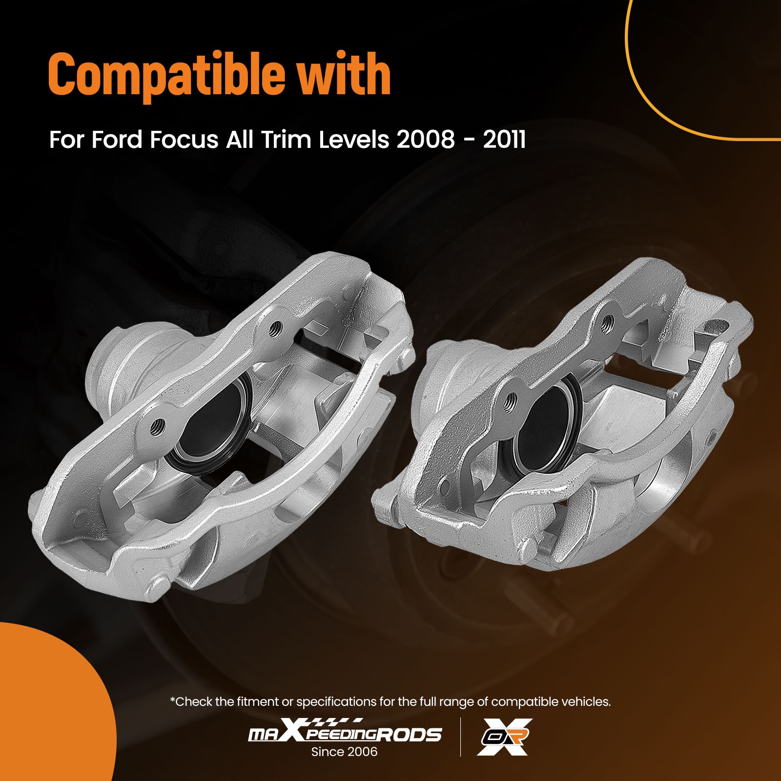 Front Disc Brake Caliper Set for Ford Focus 2008-2011 Left&Right Side w/Bracket