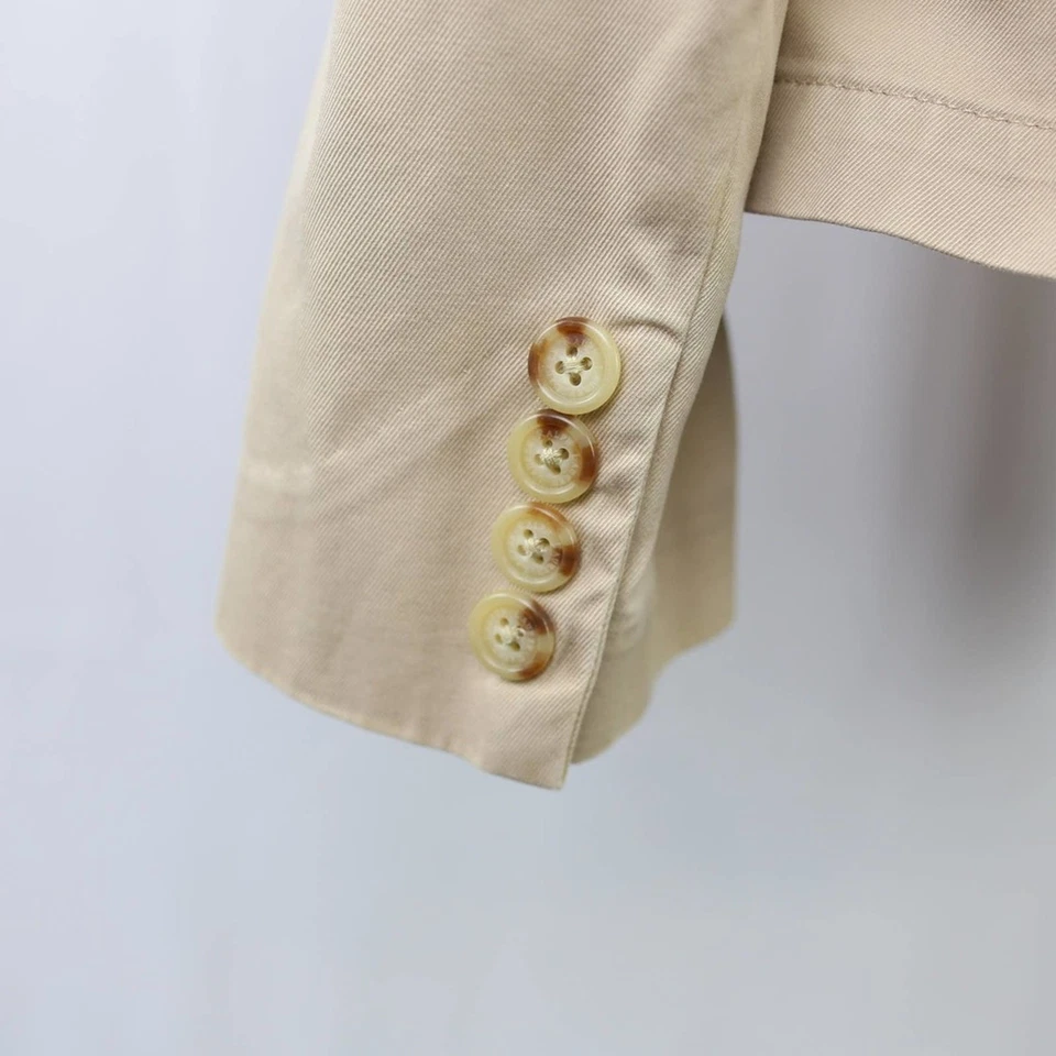 Chaqueta Blazer Lauren Ralph Lauren Premium Caqui Crema Botón Único Pequeña Para Mujer Foto 4 de 4