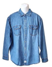 Levi Strauss Signature Denim Shirt Blue Snap Front Men's Size Large