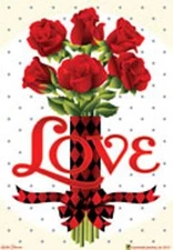 LOVE LETTERS BOUQUET OF ROSES SMALL 18" x 12" GARDEN FLAG