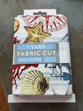 1 Yd Nautical Anchor Coral Boat Sea Shells 100 Cotton Fabric