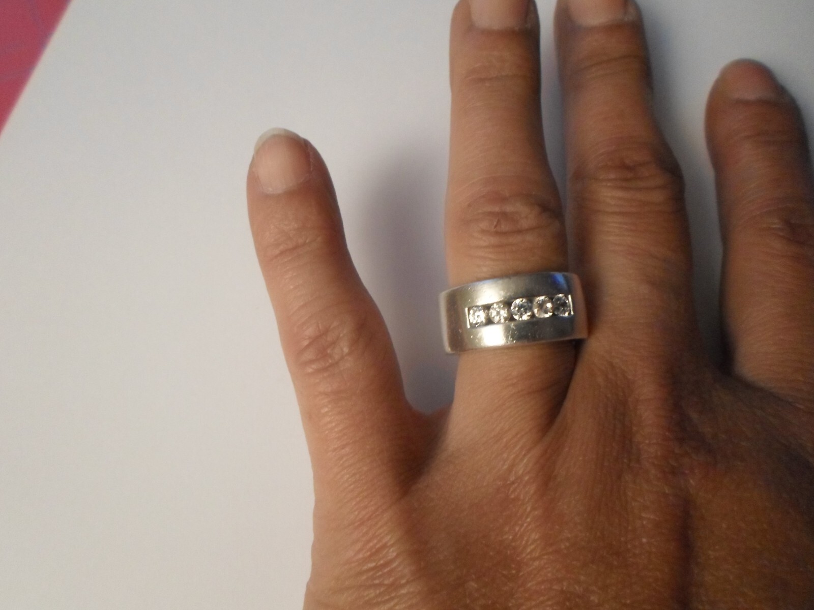 solid silver ring, zirconium inlaid ring, size 55… - image 5