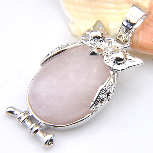 "Collar colgante de plata gemas de cuarzo rosa genuino regalo 2024 1/2" - Imagen 4 de 6