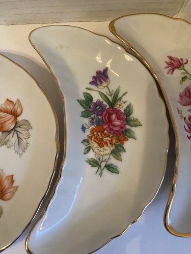 Set di 6 piatti vintage in osso di mezzaluna di Chadwick CM Giappone motivi floreali 6,5" anni 40 - Foto 4 di 10