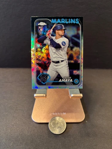 2024 Topps Chrome Baseball Logofractor Jacob Amaya #92 Marlins Rookie RC