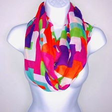 2 Chic Womens Scarf Infinity Multicolor Bold Pattern Summer Spring Festival NEW