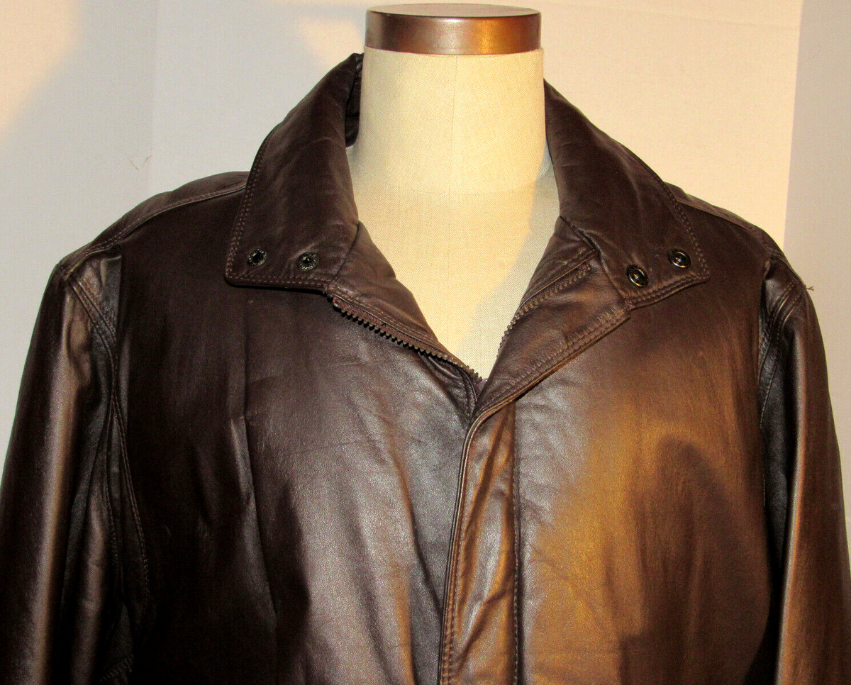 VINTAGE MEN'S MEMBERS ONLY BROWN LEATHER BOMBER JACKET! QUILTED