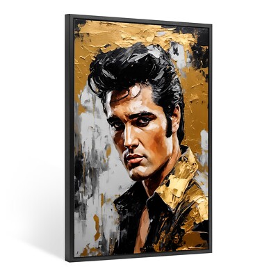  WANDBILD ELVIS PRESLEY POP ART MUSIK, LEINWAND BILD MIT RAHMEN, KUNST DEKO HAUS