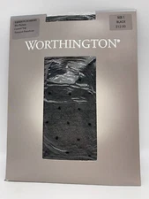 2 pr JCP Worthington Fashion Hosiery-Dot Pattern-CT Pantyhose-Black-SIZE 1