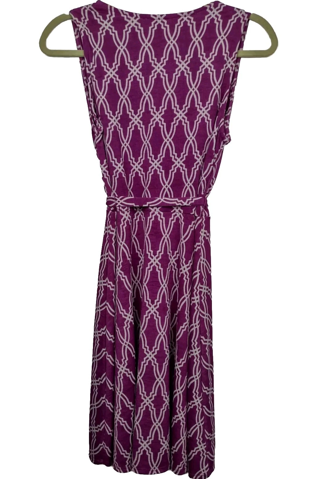 VETEMENTS Abito donna 41 biancospino avvolgente taglia small senza maniche viola e grigio geometrico